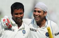 Indian cricketer V. V. S. Laxman (R) cel